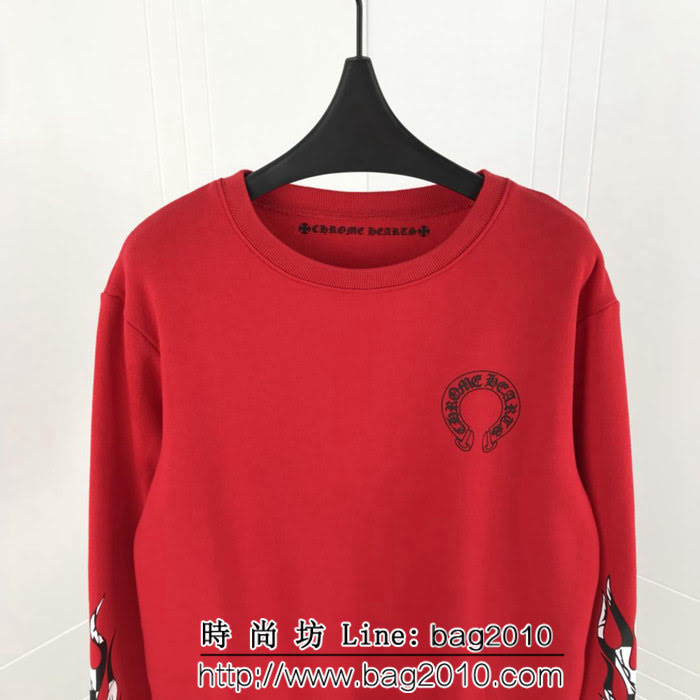 Chrome hearts 克羅心 18ss秋冬新款 梵文印花圖案 加絨加厚圓領套頭衛衣 情侶款 ydi1302